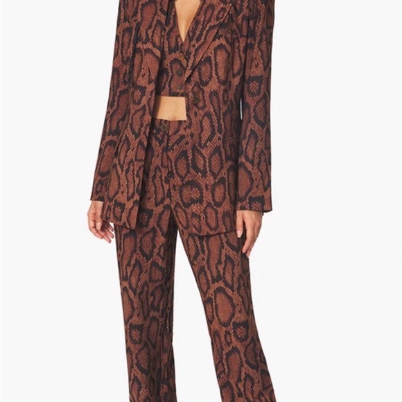 DANIELLE BERNSTEIN Pants - DANIELLE BERNSTEIN Brown Snake Print Pants